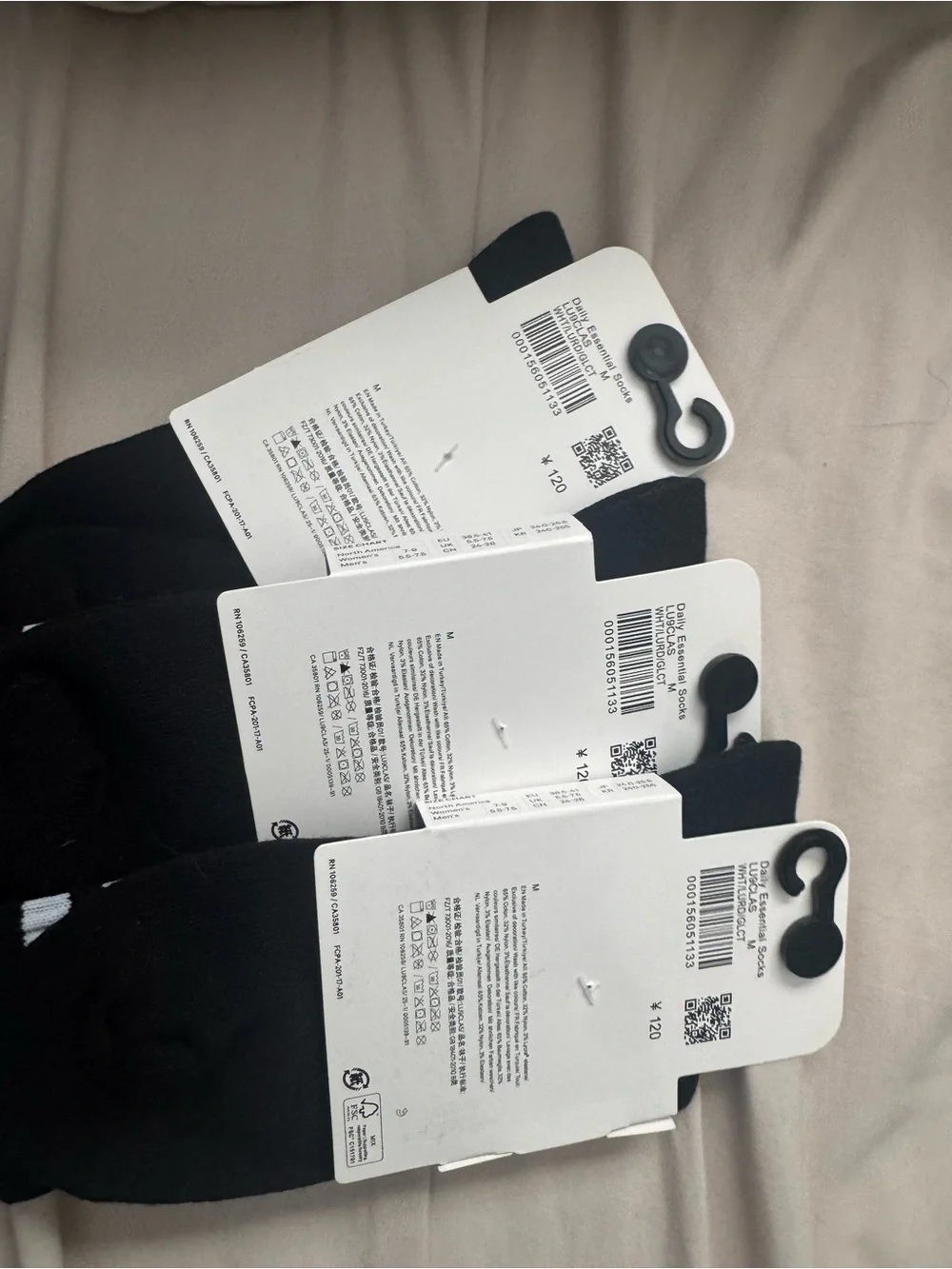 lululemon athletica Black Crew Socks with White Stripes - Pack of 3